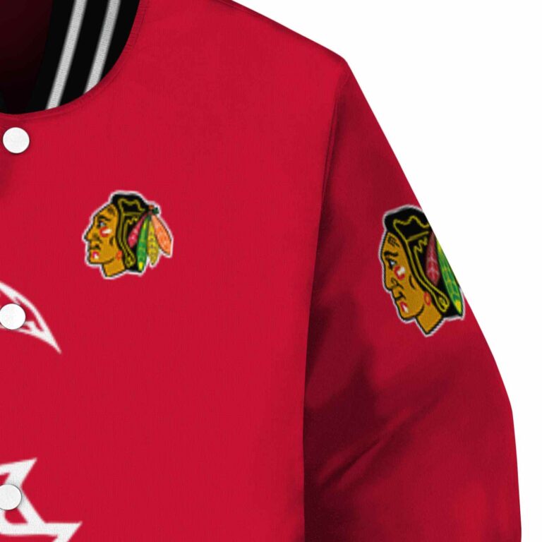 chicago blackhawks tribal art red white black jacket premium grade jacketwow