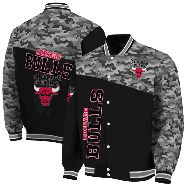 chicago bulls camo patchwork black jacket fashion forward jacketwow