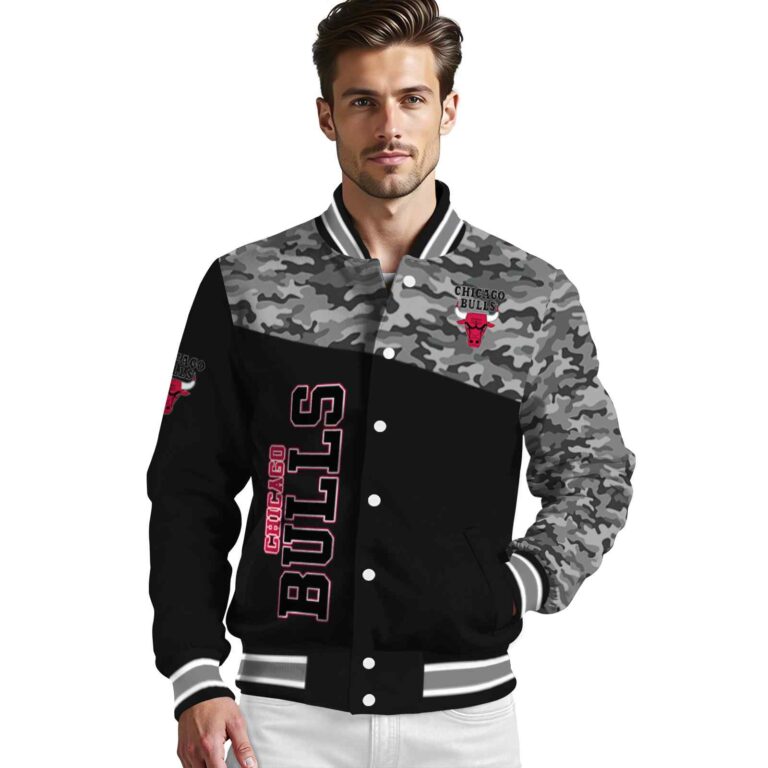 chicago bulls camo patchwork black jacket high quality jacketwow