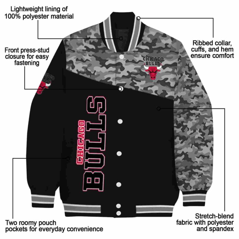 chicago bulls camo patchwork black jacket new arrival jacketwow