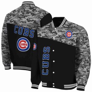 chicago cubs camo patchwork black jacket fashion forward jacketwow