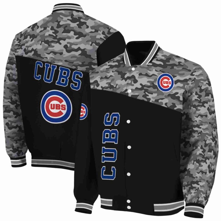 chicago cubs camo patchwork black jacket fashion forward jacketwow