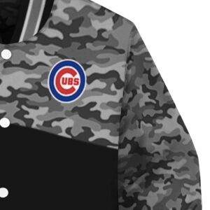 chicago cubs camo patchwork black jacket premium grade jacketwow