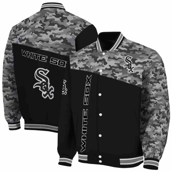 chicago white sox camo patchwork black jacket fashion forward jacketwow