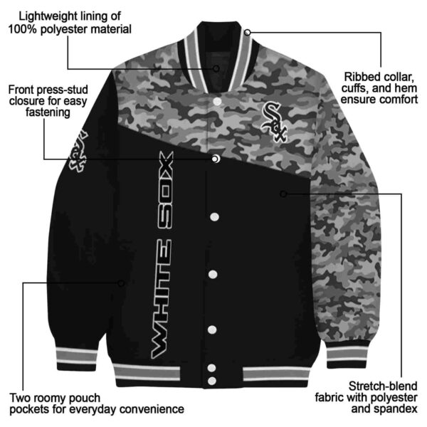 chicago white sox camo patchwork black jacket new arrival jacketwow