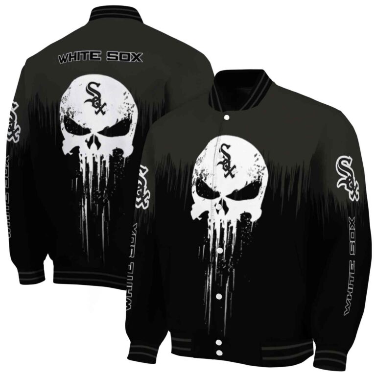 chicago white sox punisher skull black white jacket fashion forward jacketwow