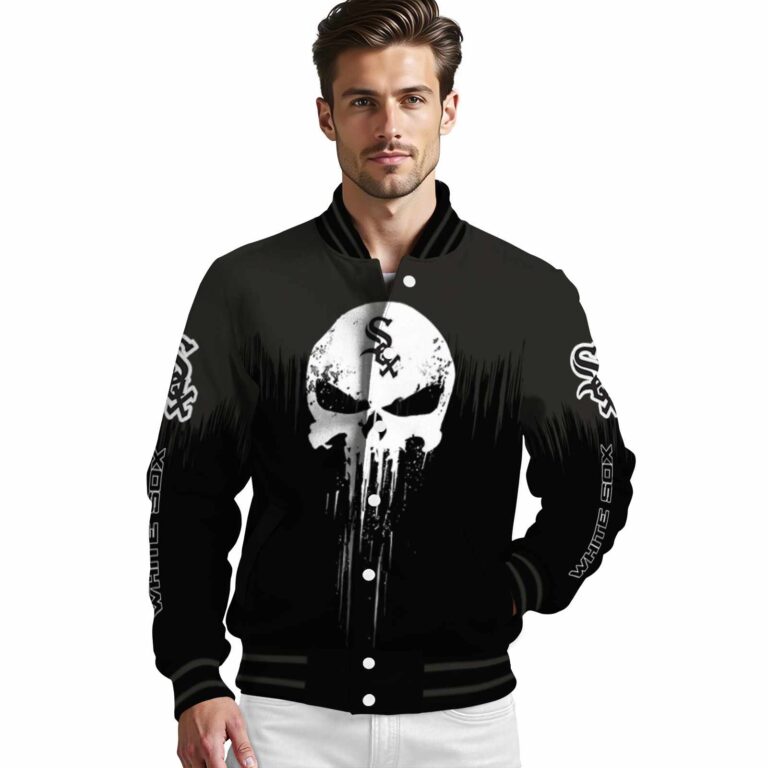 chicago white sox punisher skull black white jacket high quality jacketwow