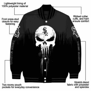 chicago white sox punisher skull black white jacket new arrival jacketwow