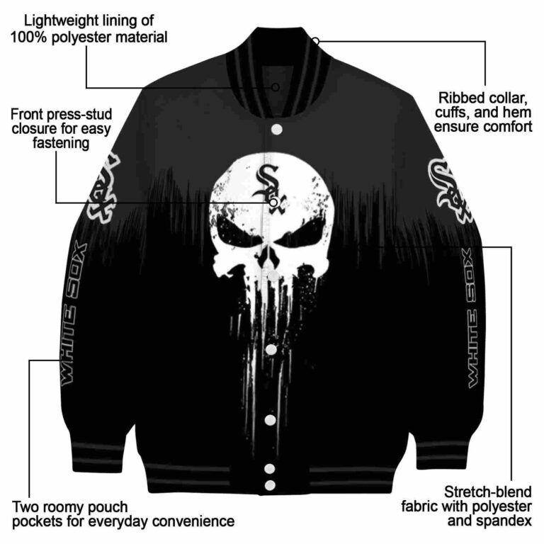 chicago white sox punisher skull black white jacket new arrival jacketwow