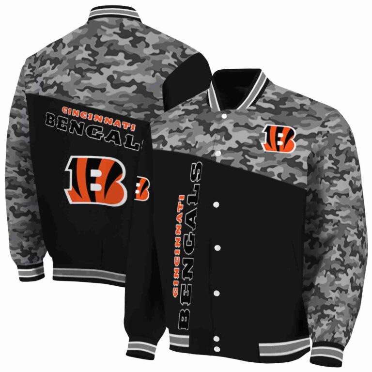 cincinnati bengals camo patchwork black jacket fashion forward jacketwow