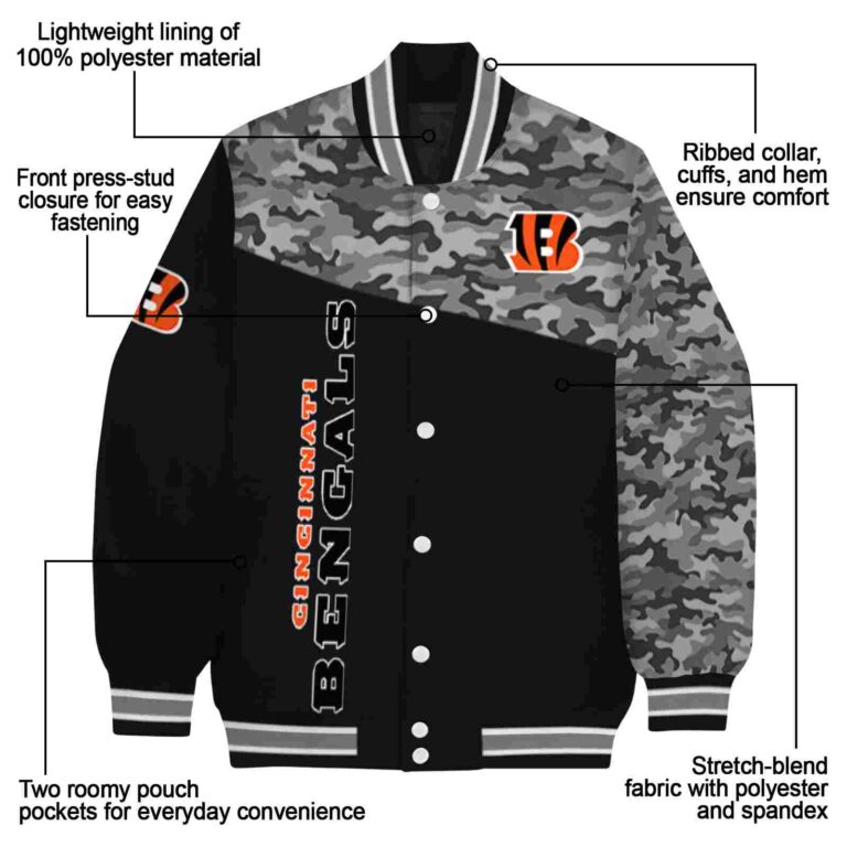 cincinnati bengals camo patchwork black jacket new arrival jacketwow