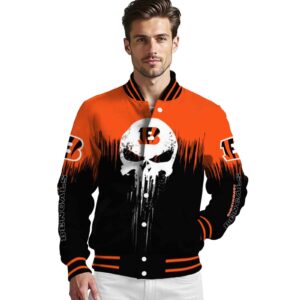 cincinnati bengals punisher skull orange black white jacket high quality jacketwow