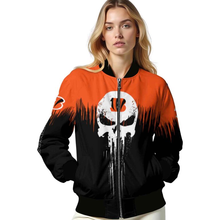 cincinnati bengals punisher skull orange black white jacket latest model jacketwow
