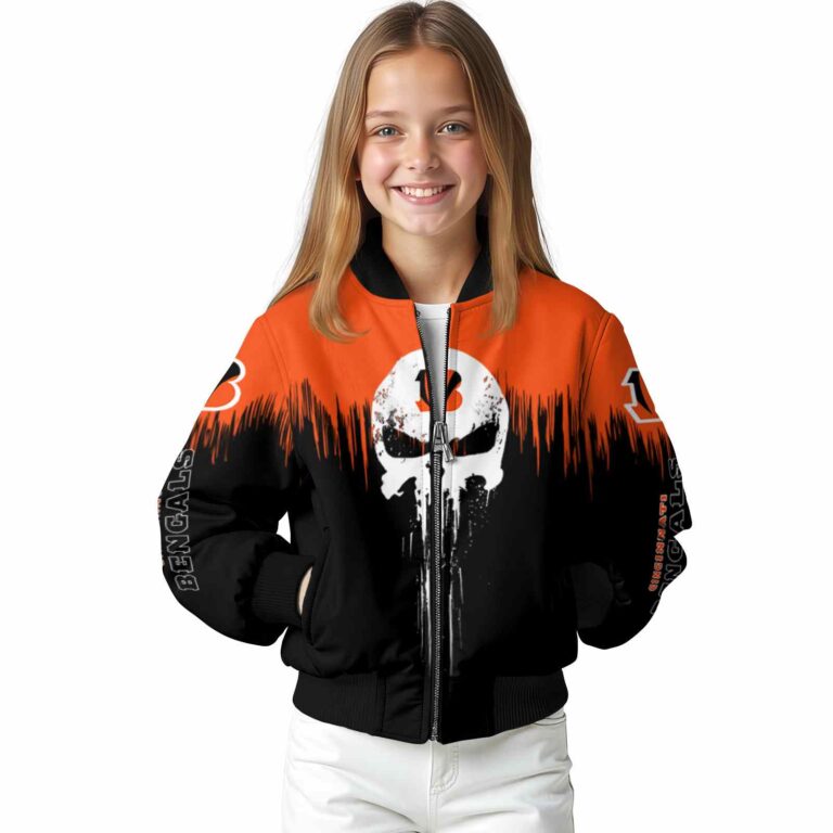 cincinnati bengals punisher skull orange black white jacket top rated jacketwow