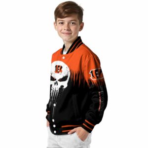 cincinnati bengals punisher skull orange black white jacket trendy jacketwow