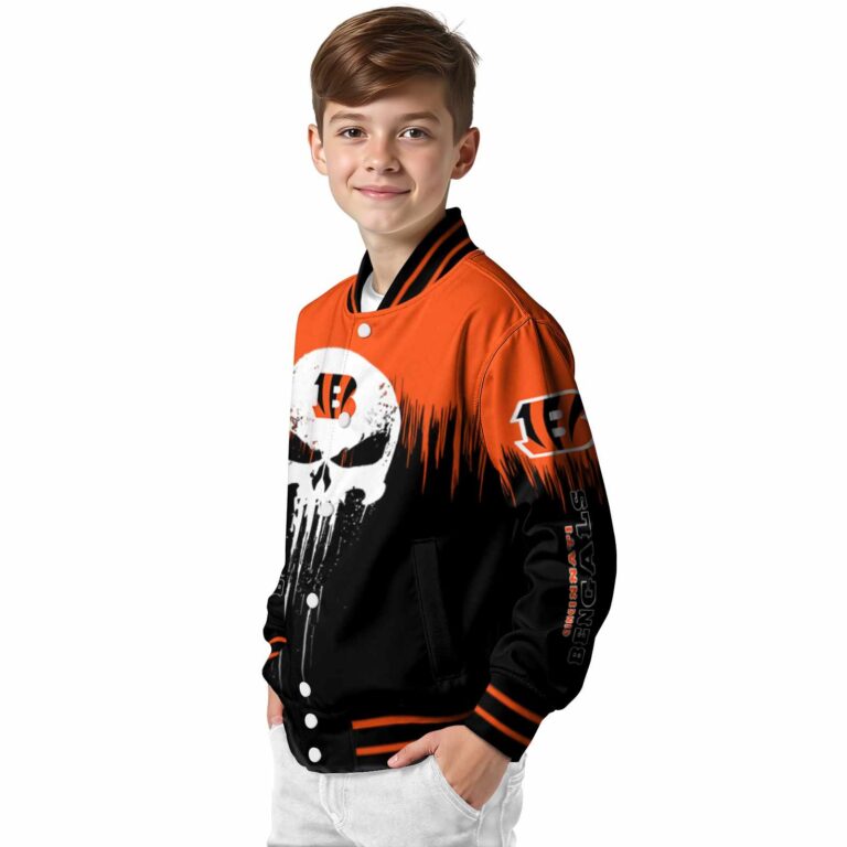 cincinnati bengals punisher skull orange black white jacket trendy jacketwow