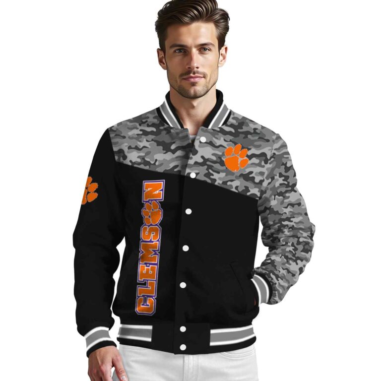 clemson tigers camo patchwork black jacket high quality jacketwow