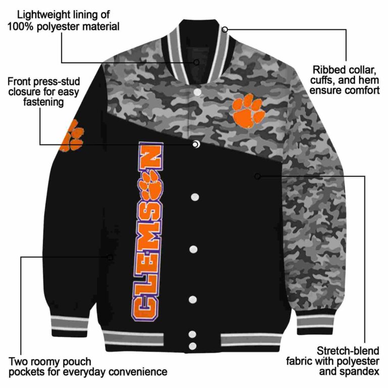 clemson tigers camo patchwork black jacket new arrival jacketwow