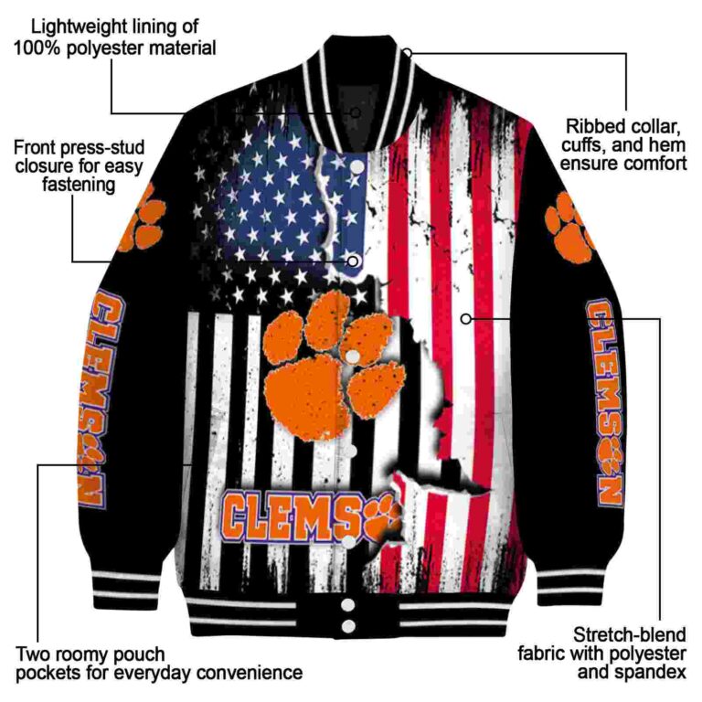 clemson tigers patriotic theme black jacket new arrival jacketwow