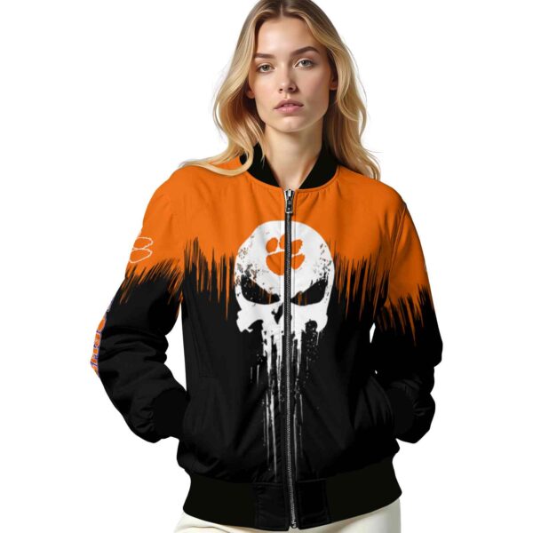 clemson tigers punisher skull orange black white jacket latest model jacketwow