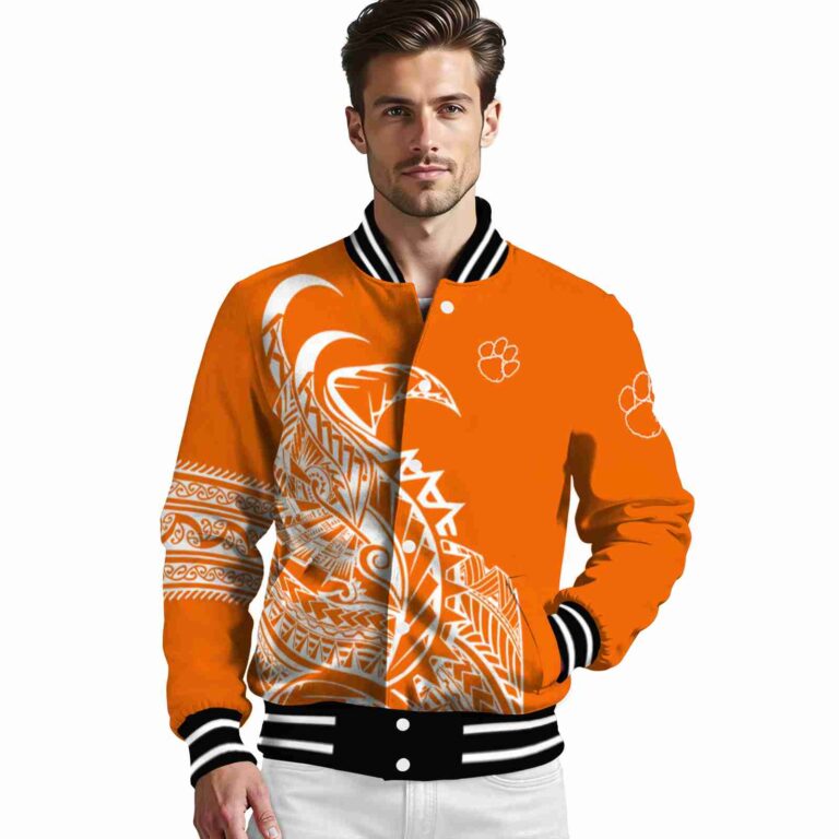 clemson tigers tribal art orange white black jacket high quality jacketwow