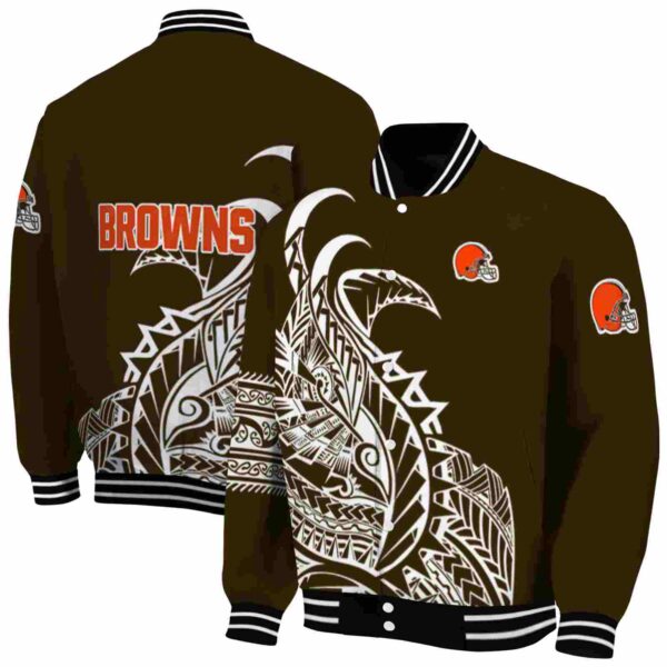 cleveland browns tribal art brown white black jacket fashion forward jacketwow