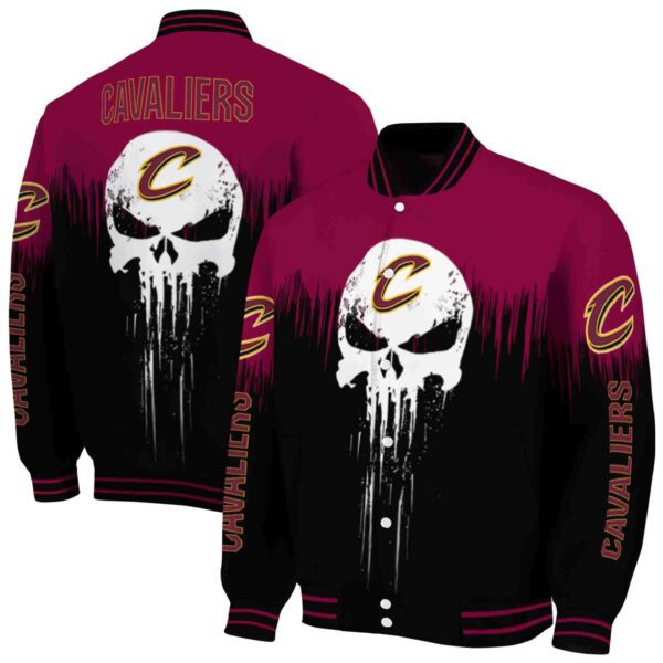cleveland cavaliers punisher skull wine black white jacket fashion forward jacketwow