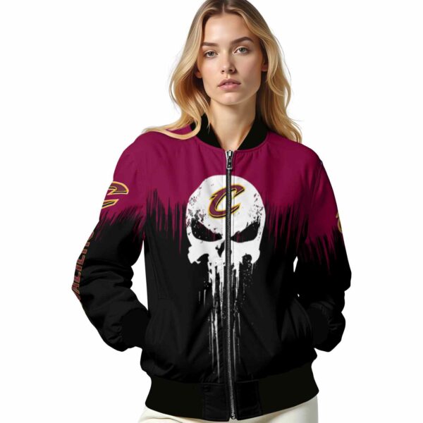 cleveland cavaliers punisher skull wine black white jacket latest model jacketwow