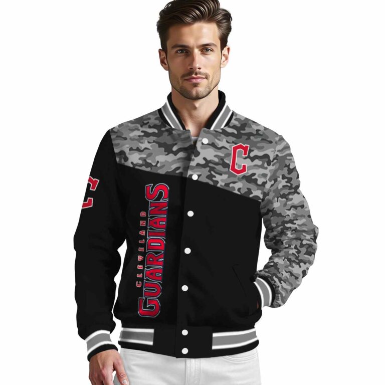 cleveland guardians camo patchwork black jacket high quality jacketwow