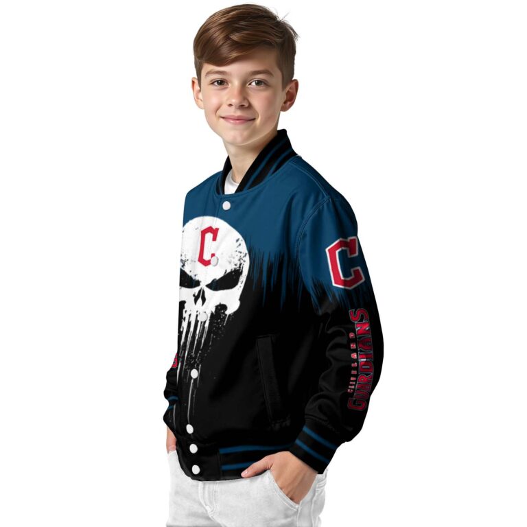 cleveland guardians punisher skull navy blue black white jacket trendy jacketwow
