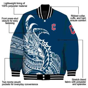 cleveland guardians tribal art navy blue white black jacket new arrival jacketwow