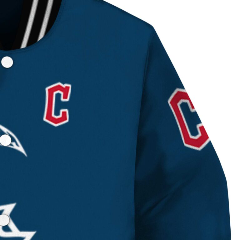 cleveland guardians tribal art navy blue white black jacket premium grade jacketwow