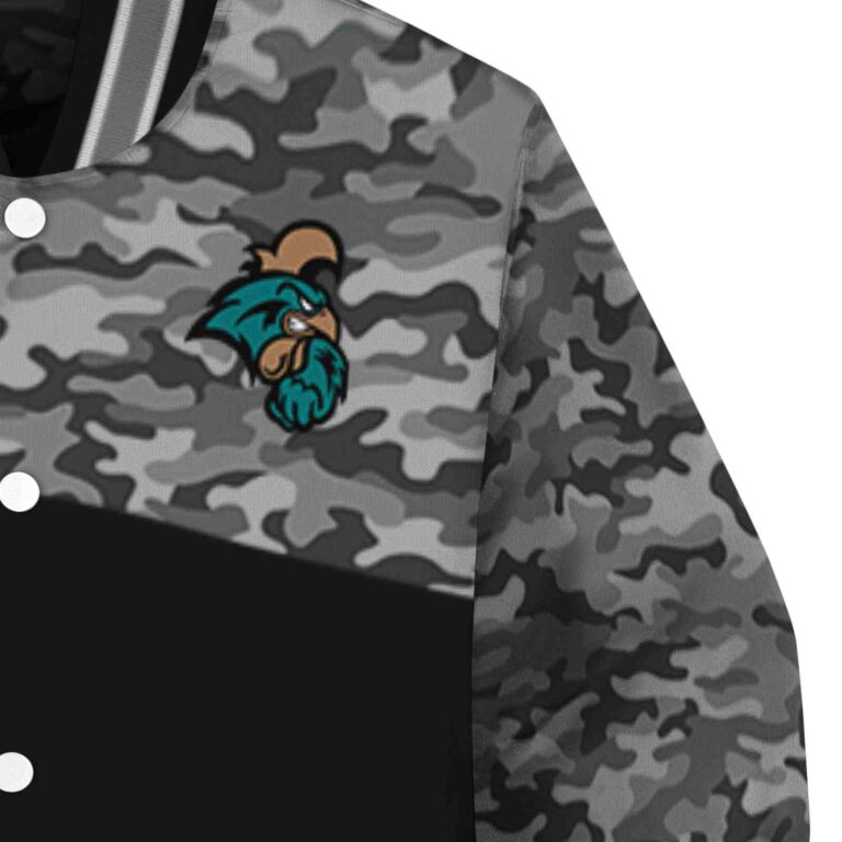 coastal carolina chanticleers camo patchwork black jacket premium grade jacketwow