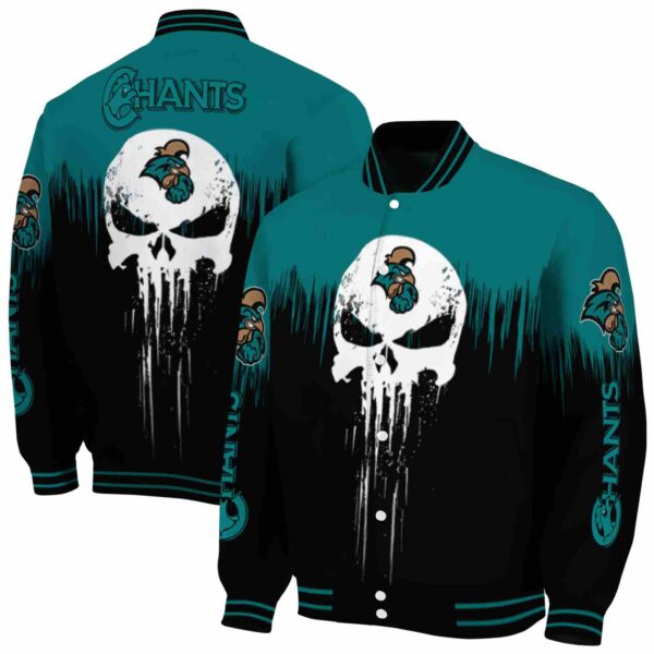 coastal carolina chanticleers punisher skull green black white jacket fashion forward jacketwow