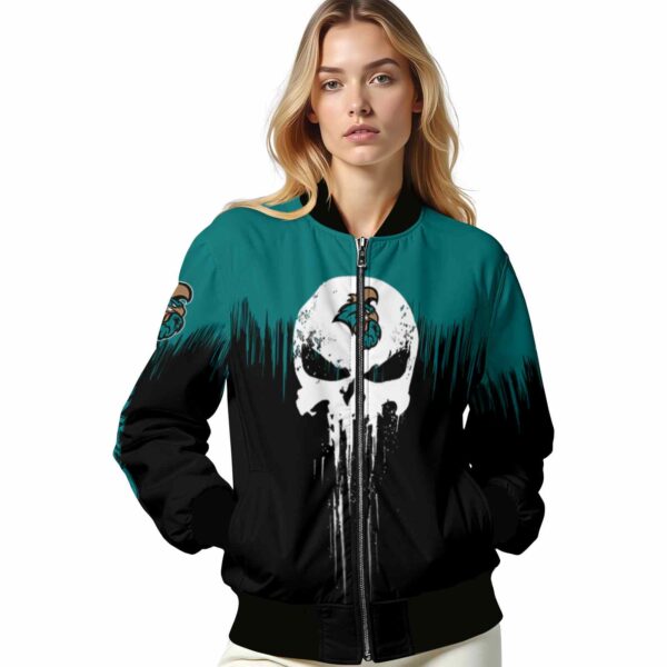 coastal carolina chanticleers punisher skull green black white jacket latest model jacketwow