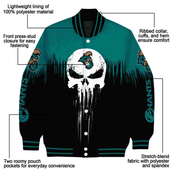 coastal carolina chanticleers punisher skull green black white jacket new arrival jacketwow