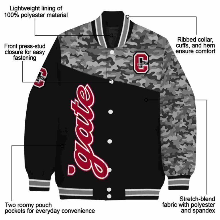 colgate raiders camo patchwork black jacket new arrival jacketwow