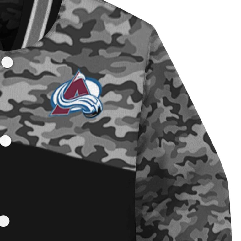 colorado avalanche camo patchwork black jacket premium grade jacketwow