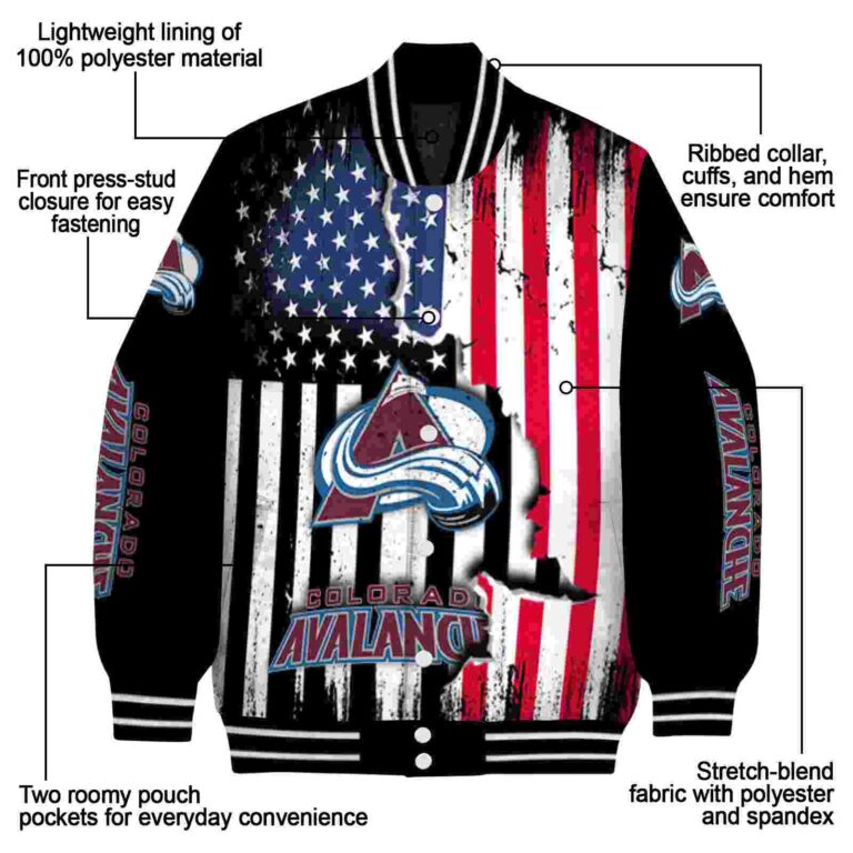 colorado avalanche patriotic theme black jacket new arrival jacketwow