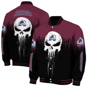 colorado avalanche punisher skull burgundy black white jacket fashion forward jacketwow