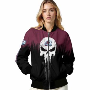 colorado avalanche punisher skull burgundy black white jacket latest model jacketwow