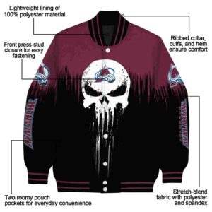 colorado avalanche punisher skull burgundy black white jacket new arrival jacketwow