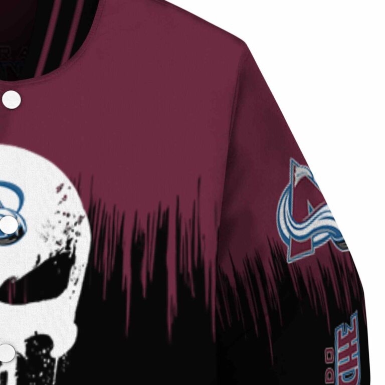colorado avalanche punisher skull burgundy black white jacket premium grade jacketwow