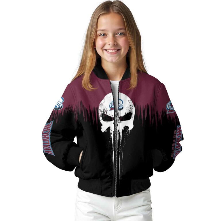 colorado avalanche punisher skull burgundy black white jacket top rated jacketwow