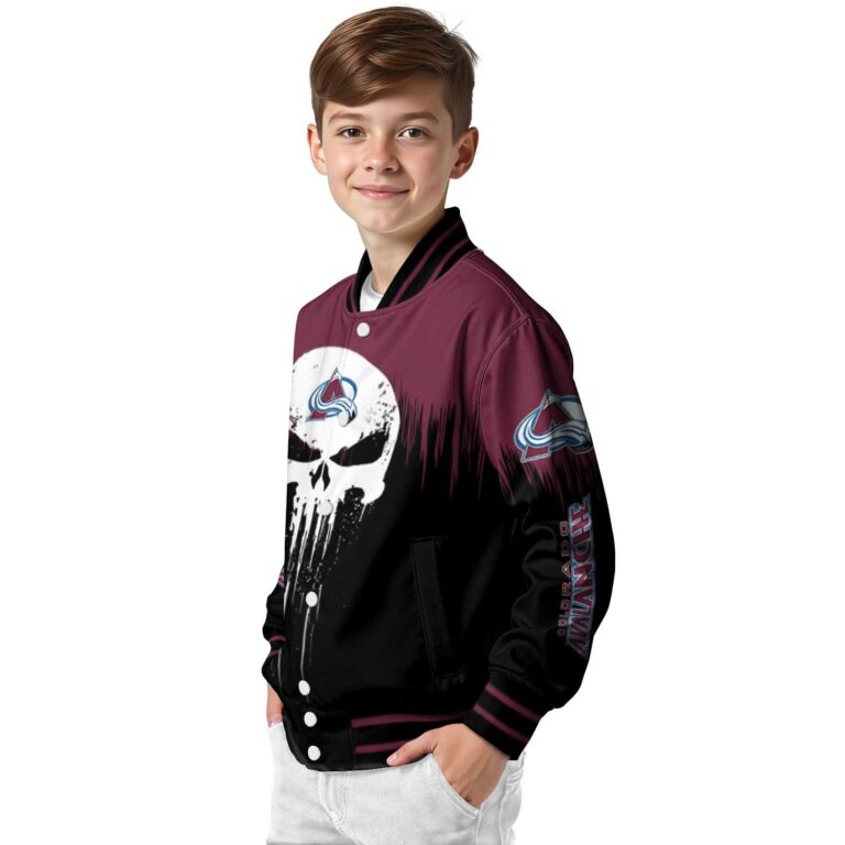 colorado avalanche punisher skull burgundy black white jacket trendy jacketwow
