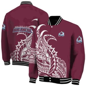 colorado avalanche tribal art burgundy white black jacket fashion forward jacketwow