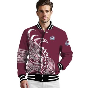 colorado avalanche tribal art burgundy white black jacket high quality jacketwow