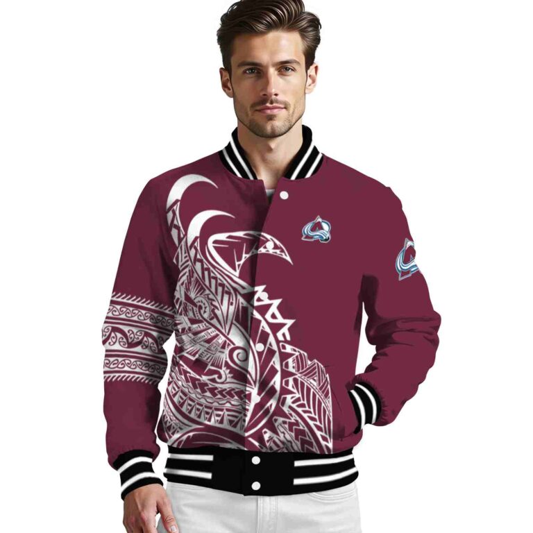 colorado avalanche tribal art burgundy white black jacket high quality jacketwow