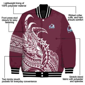 colorado avalanche tribal art burgundy white black jacket new arrival jacketwow