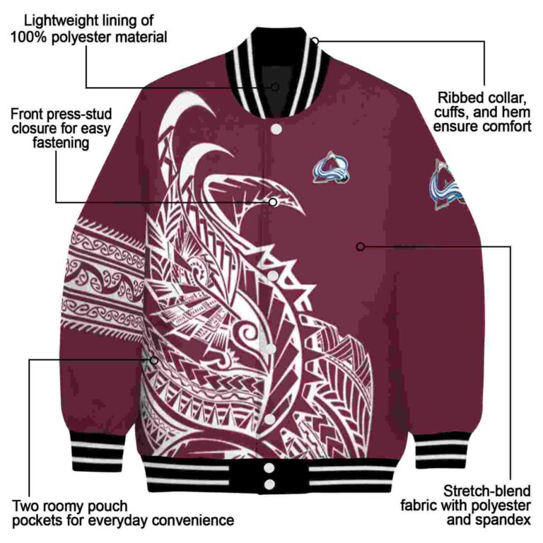 colorado avalanche tribal art burgundy white black jacket new arrival jacketwow
